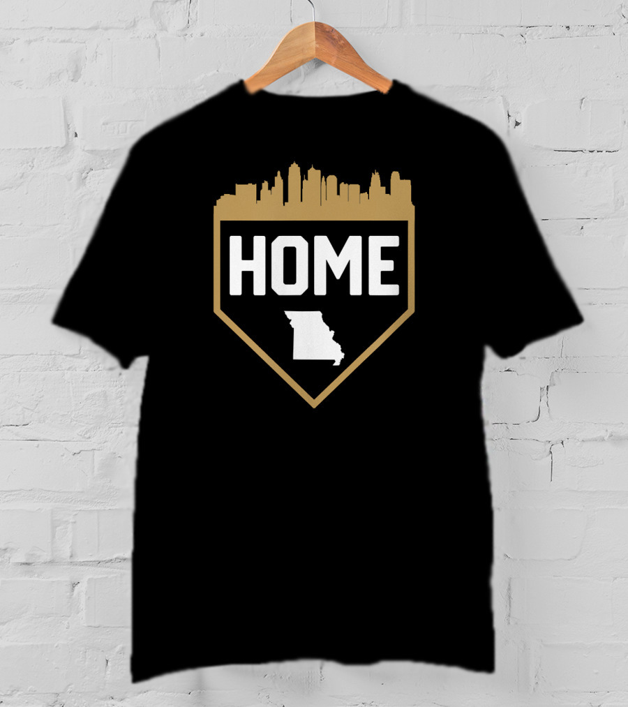Kansas City Missouri Home Baseball Skyline Map T-Shirt