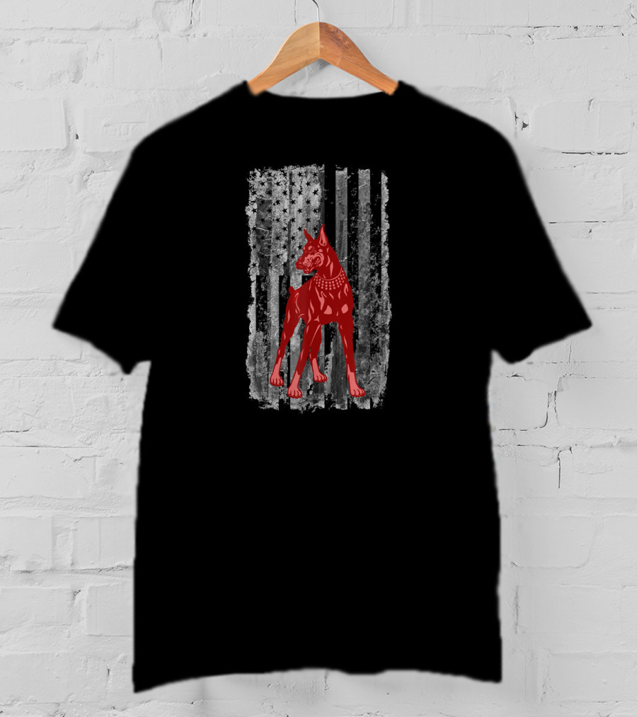 American Flag Doberman Patriotic T-Shirt