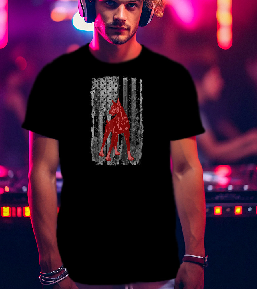 American Flag Doberman Patriotic T-Shirt