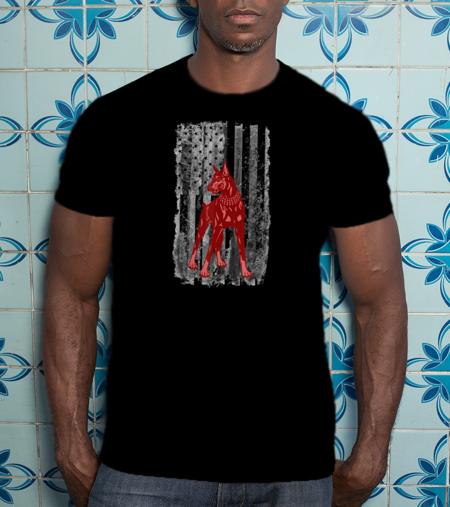 American Flag Doberman Patriotic T-Shirt