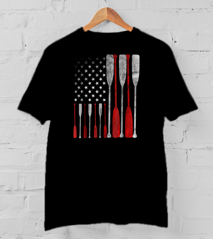 American Flag Oars Crew Rowing T-Shirt