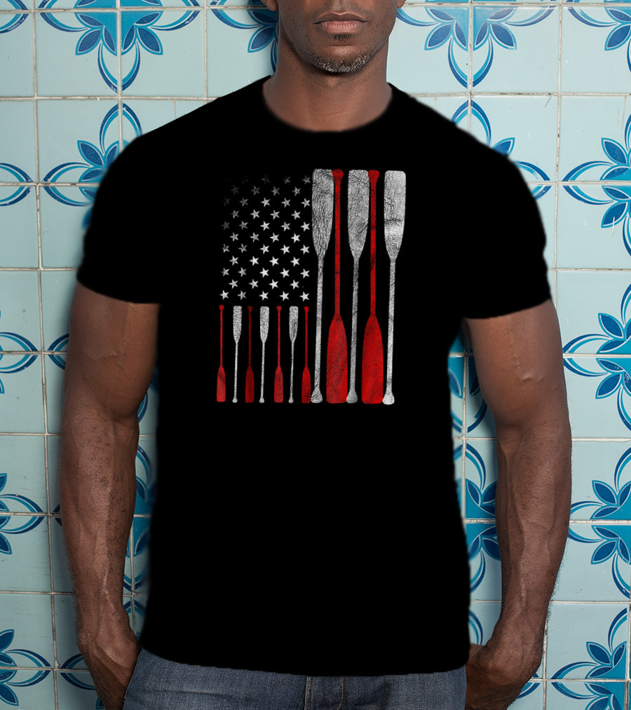 American Flag Oars Crew Rowing T-Shirt