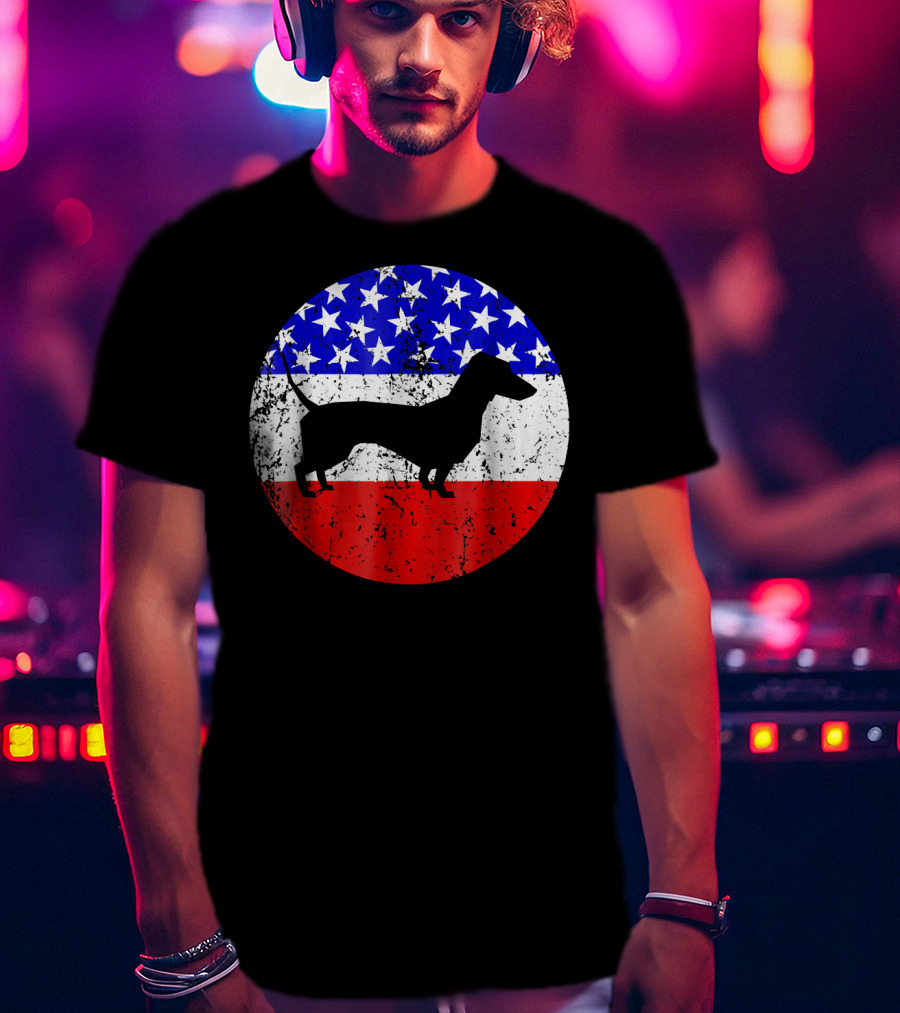 American Flag Dachshund Silhouette T-Shirt