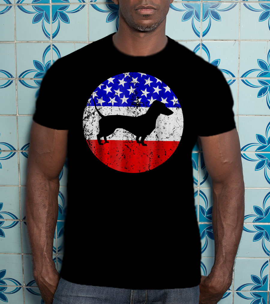 American Flag Dachshund Silhouette T-Shirt