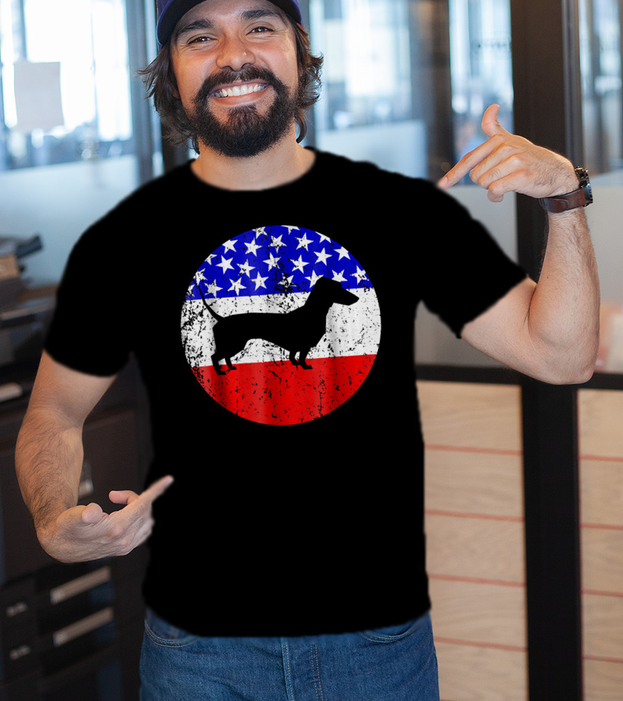 American Flag Dachshund Silhouette T-Shirt
