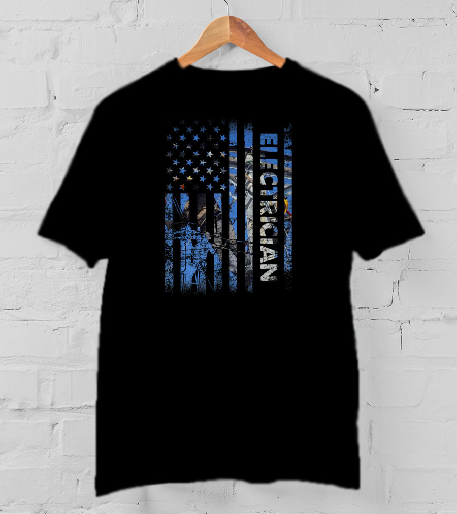 American Flag Electrician Stars And Stripes Patriotic T-Shirt