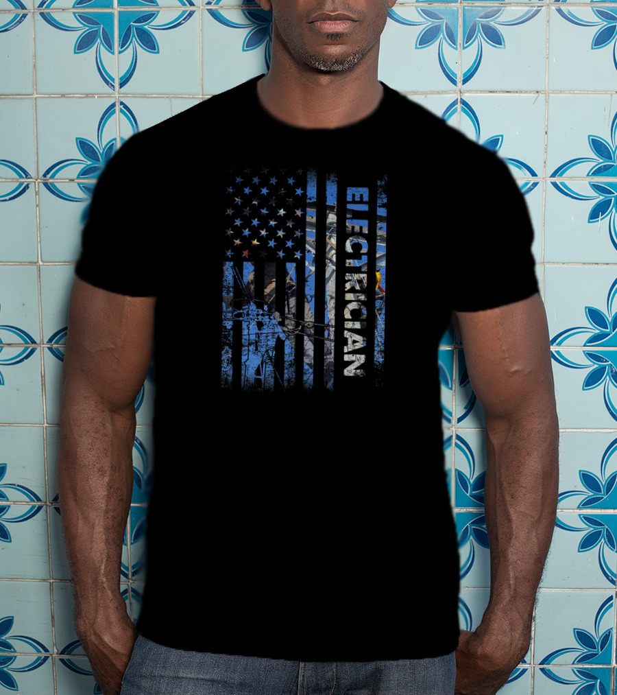 American Flag Electrician Stars And Stripes Patriotic T-Shirt