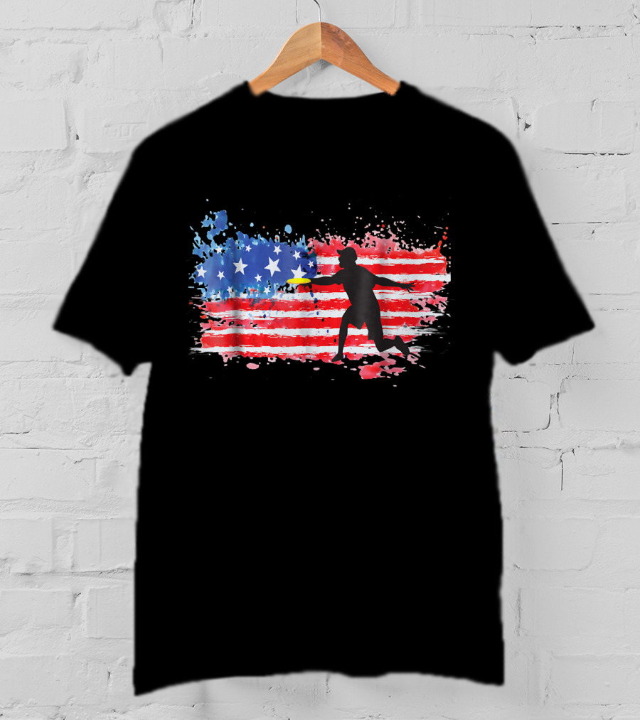 American Flag Frisbee Golf Player T-Shirt