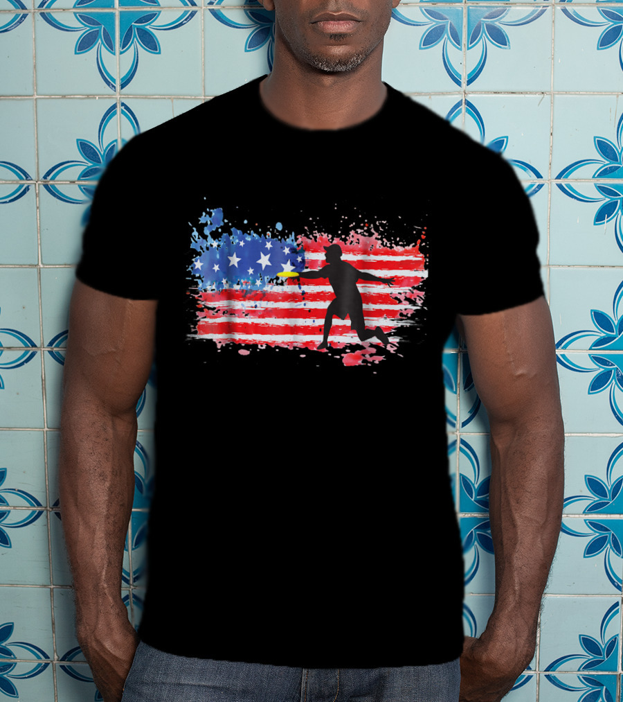 American Flag Frisbee Golf Player T-Shirt