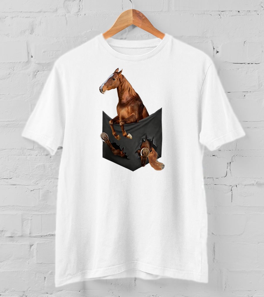 American Saddlebred Horse Emerging From Pocket Optical Illusion T-Shirt
