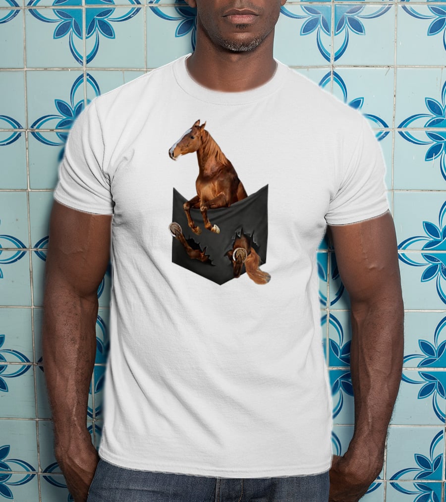 American Saddlebred Horse Emerging From Pocket Optical Illusion T-Shirt