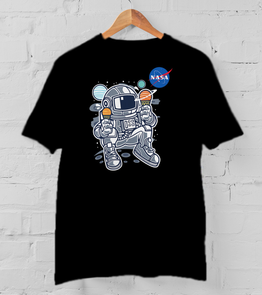 Astronaut Holding Planet Ice Cream NASA T-Shirt