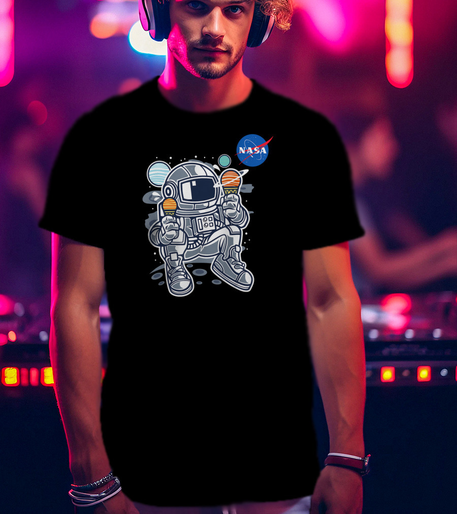 Astronaut Holding Planet Ice Cream NASA T-Shirt
