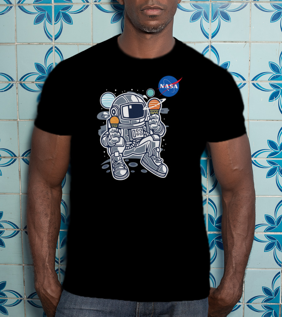 Astronaut Holding Planet Ice Cream NASA T-Shirt