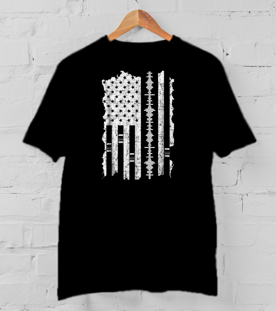Audio Engineer American Flag Sound Wave Engineer T-Shirt