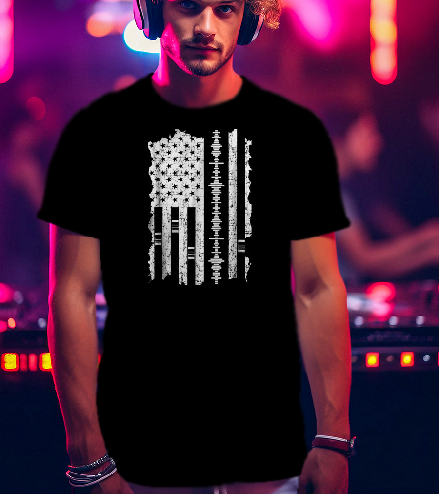 Audio Engineer American Flag Sound Wave Engineer T-Shirt