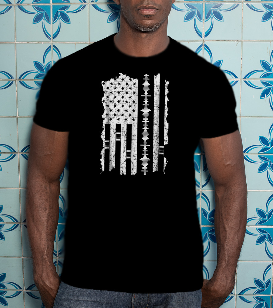 Audio Engineer American Flag Sound Wave Engineer T-Shirt