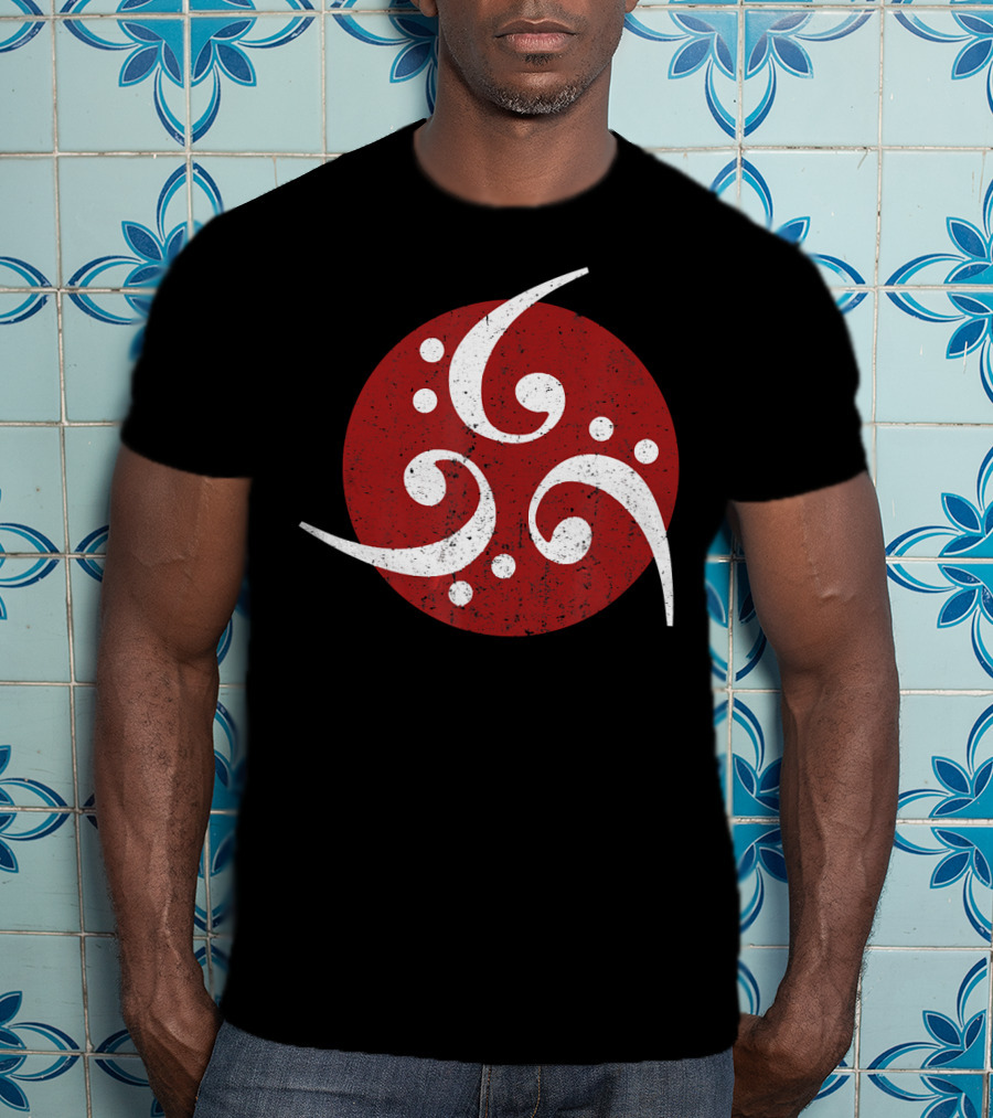 Vintage Bass Clef Symbol Red Circle T-Shirt