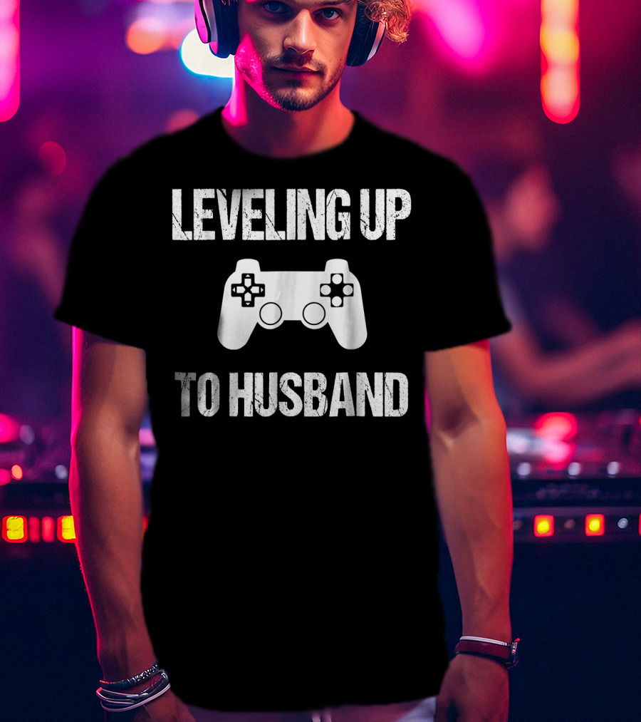 Leveling Up To Husband Engaged Gamer Controller T-Shirt