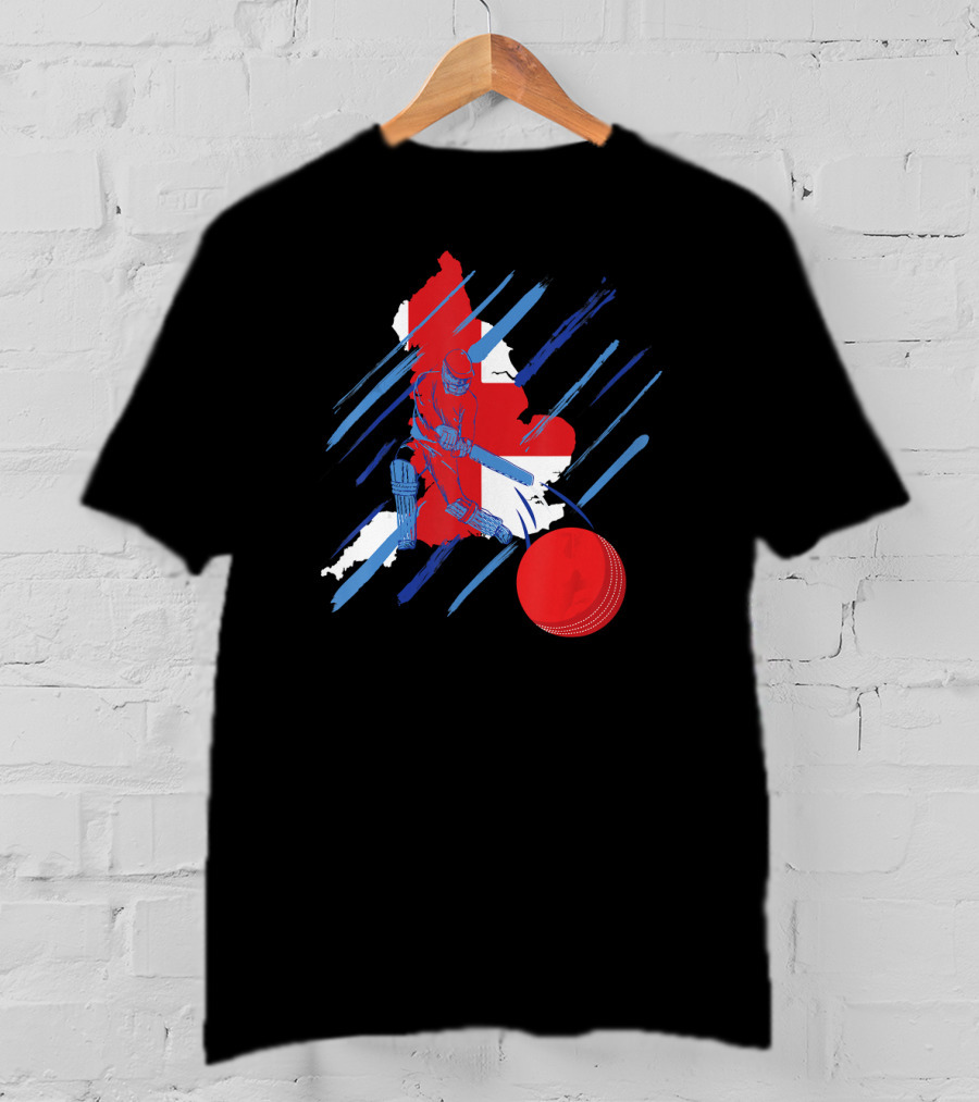 England Cricket Fan Player Country Flag Bat Ball T-Shirt