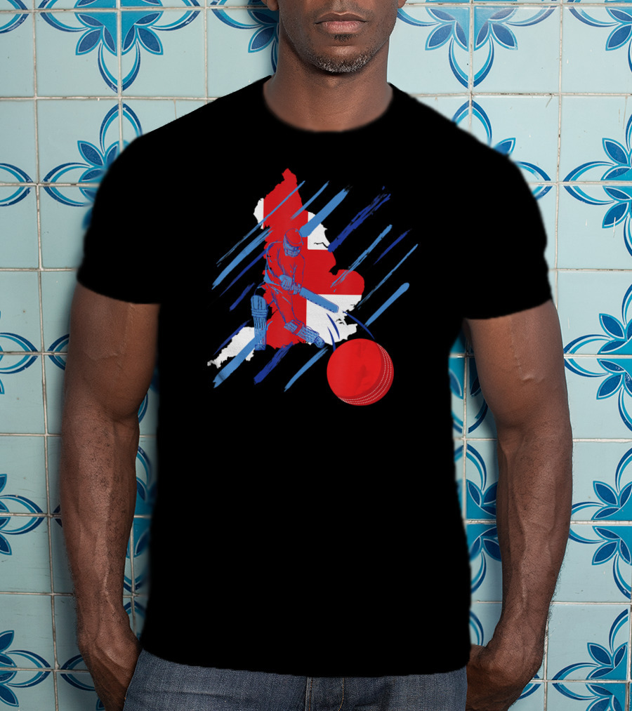 England Cricket Fan Player Country Flag Bat Ball T-Shirt