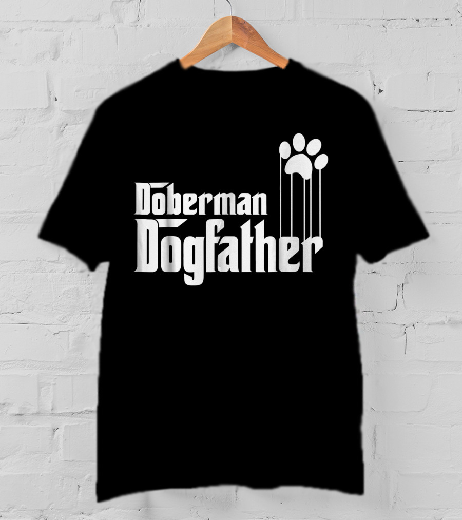 Doberman Dogfather Pawprint Dad T-Shirt