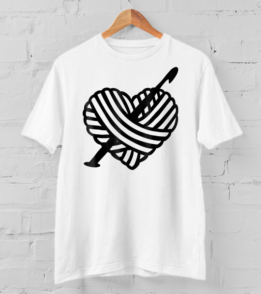 I Love Crochet Yarn Heart With Crochet Hook T-Shirt