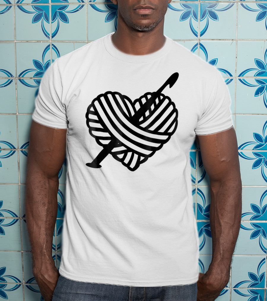 I Love Crochet Yarn Heart With Crochet Hook T-Shirt
