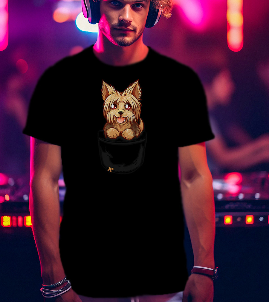 Pocket Cute Yorkie Yorkshire Terrier Pup Iconic Look T-Shirt