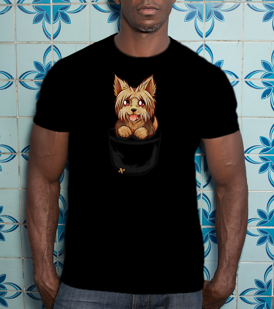 Pocket Cute Yorkie Yorkshire Terrier Pup Iconic Look T-Shirt