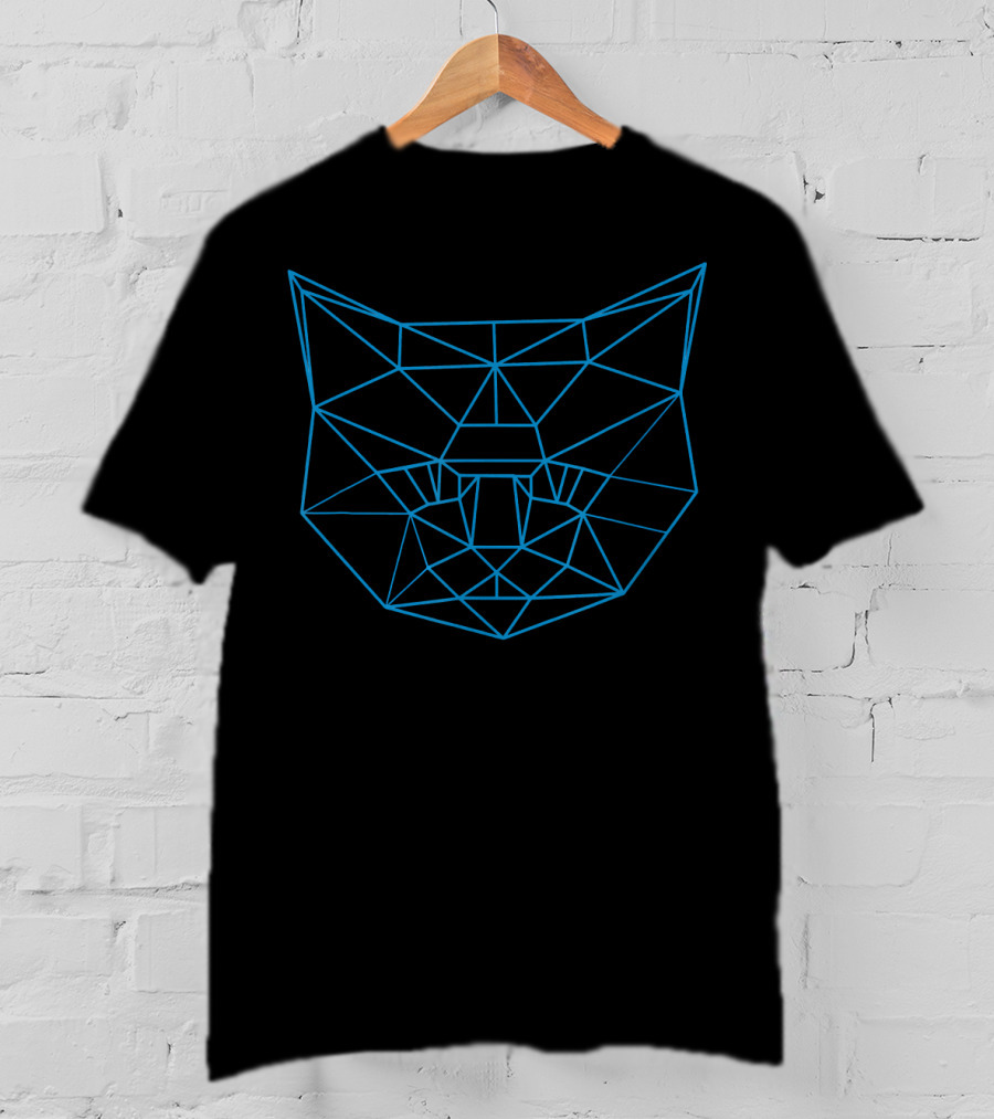 Polygon Line Drawing Feline Cat Face Geometric Outline T-Shirt