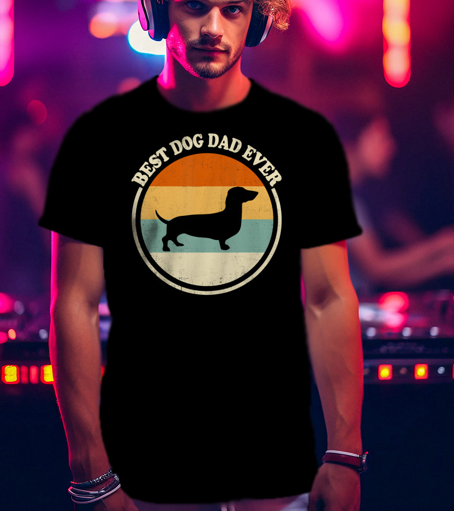 Best Dog Dad Ever Vintage Dachshund T-Shirt