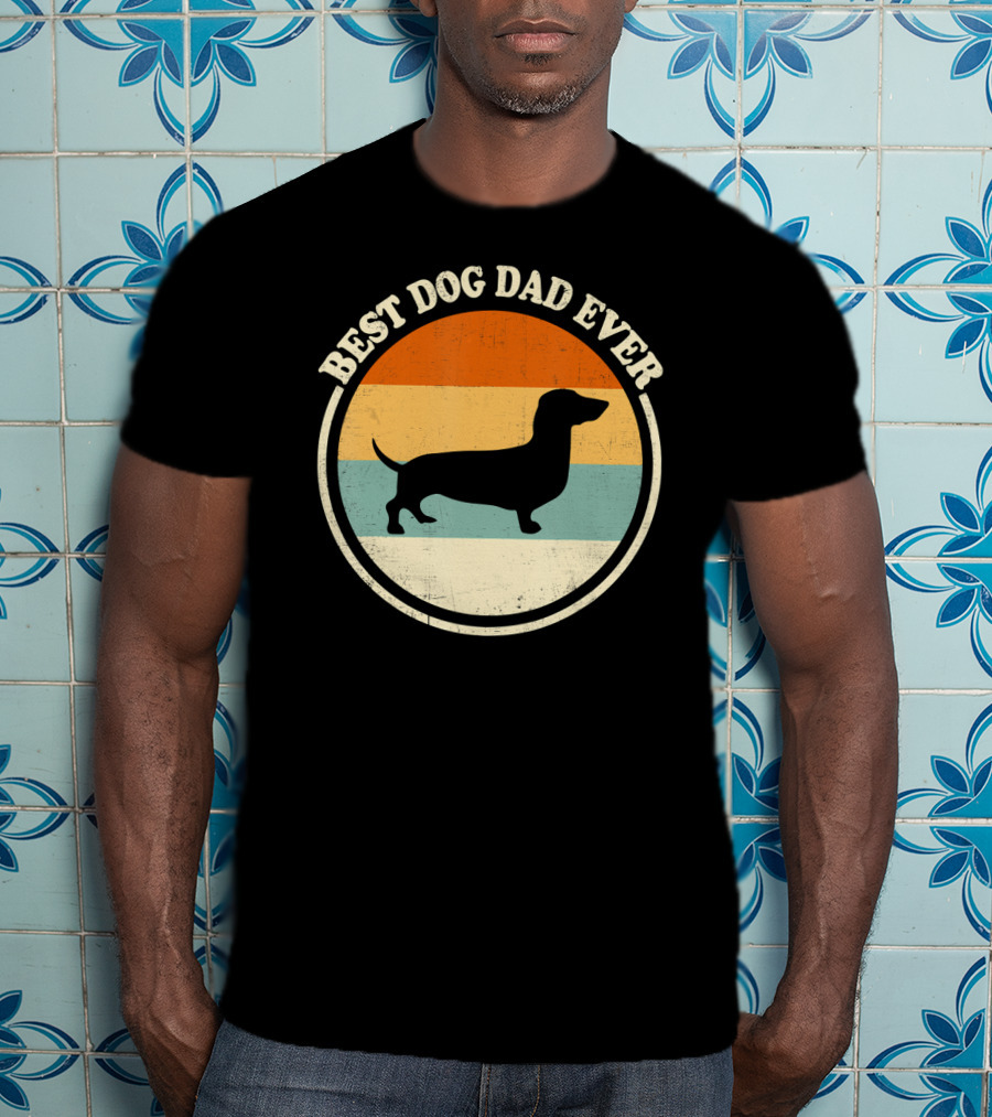 Best Dog Dad Ever Vintage Dachshund T-Shirt