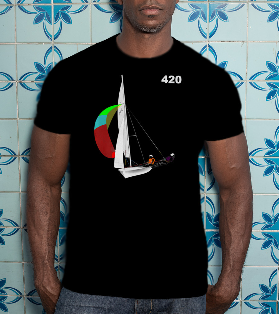420 Sailing Dinghy Vibrant Spinnaker Racing T-Shirt