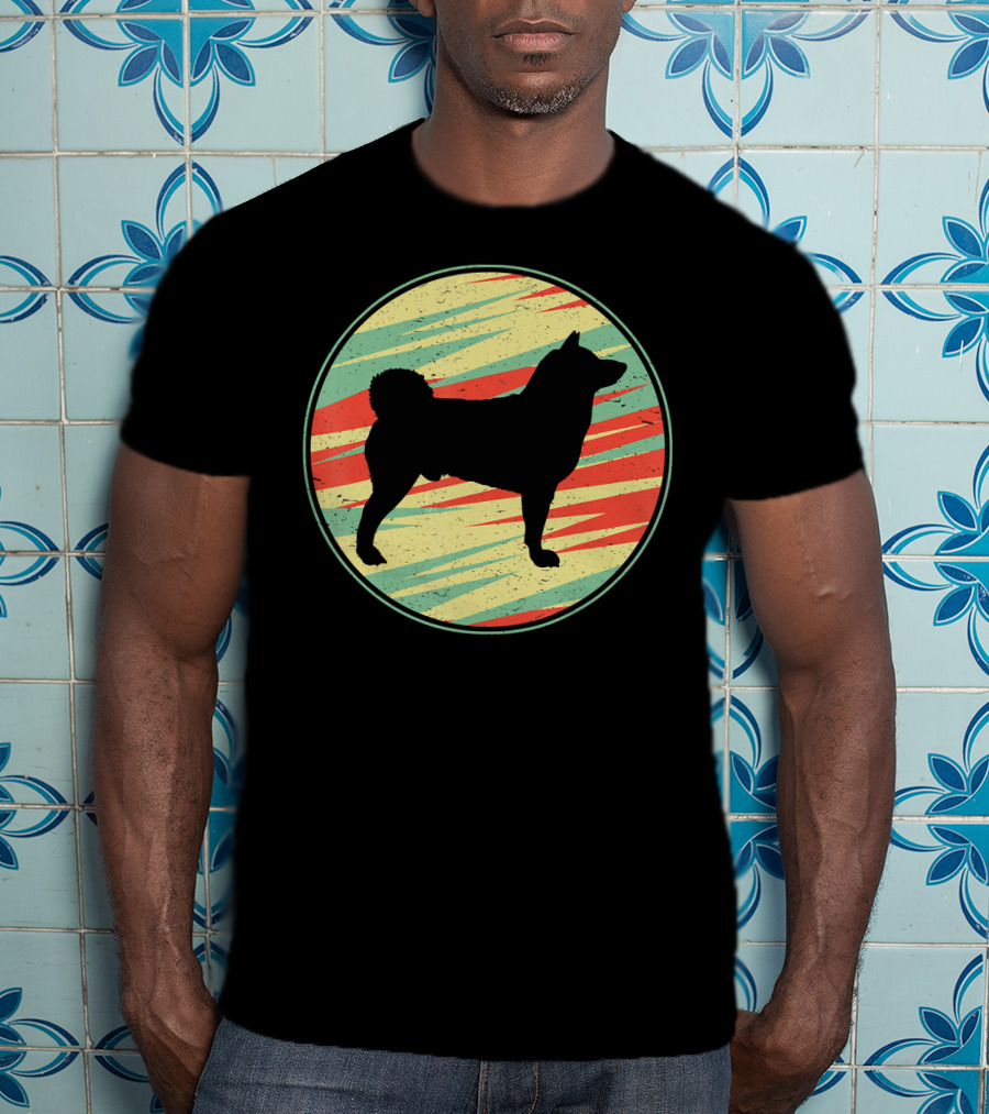 Akita Retro Vintage Silhouette Cute Do Circle T-Shirt