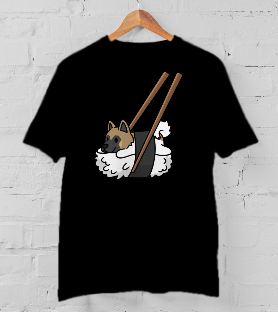 Akita Inu Sushi Roll With Chopsticks Funny Dog T-Shirt