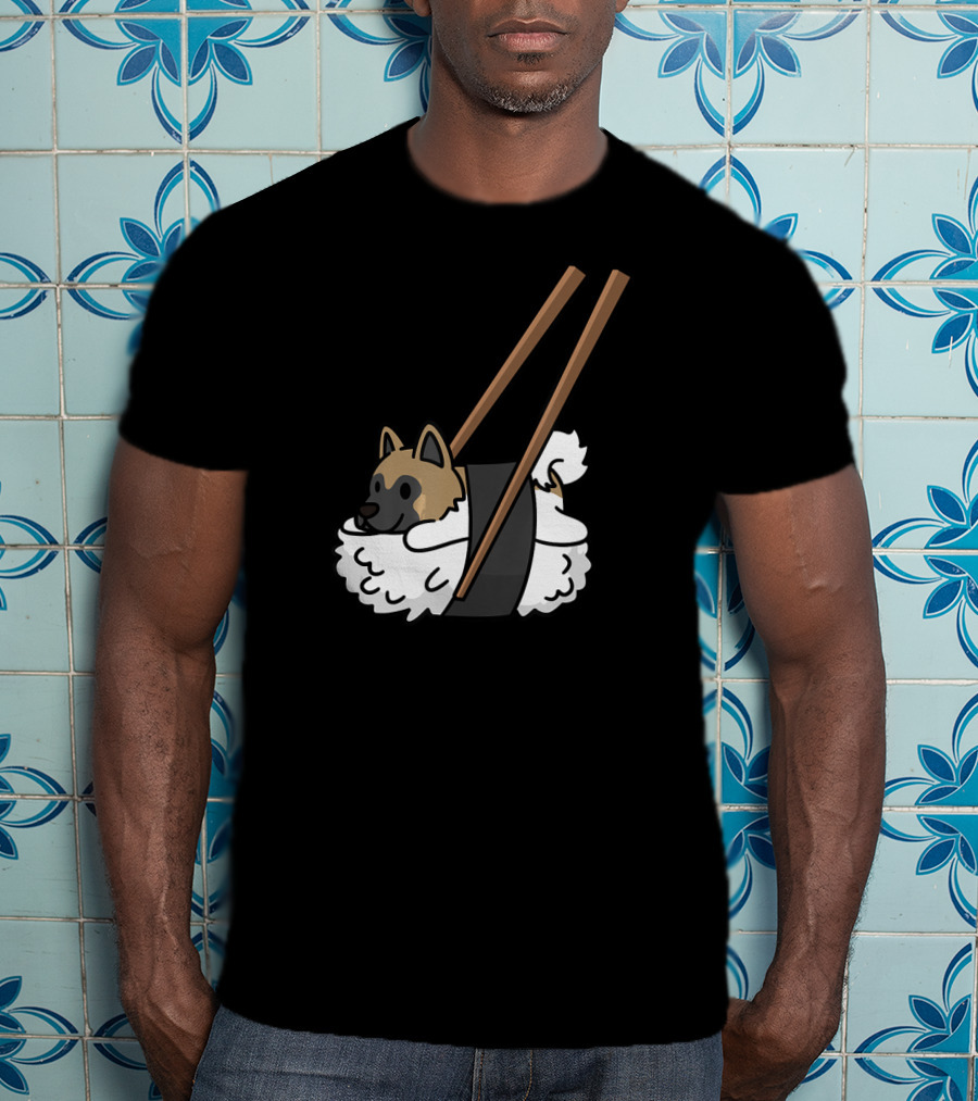 Akita Inu Sushi Roll With Chopsticks Funny Dog T-Shirt