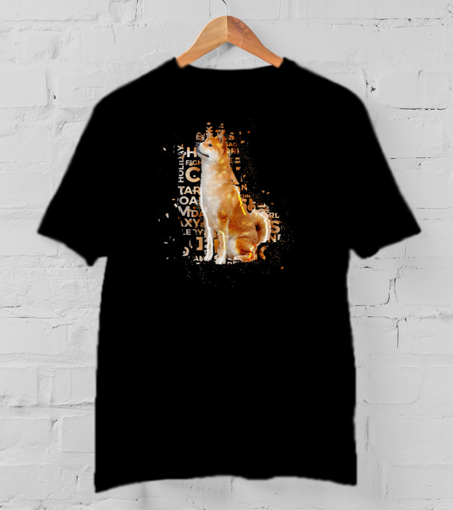 Akita Typography Awe With Text Collage And Dog T-Shirt