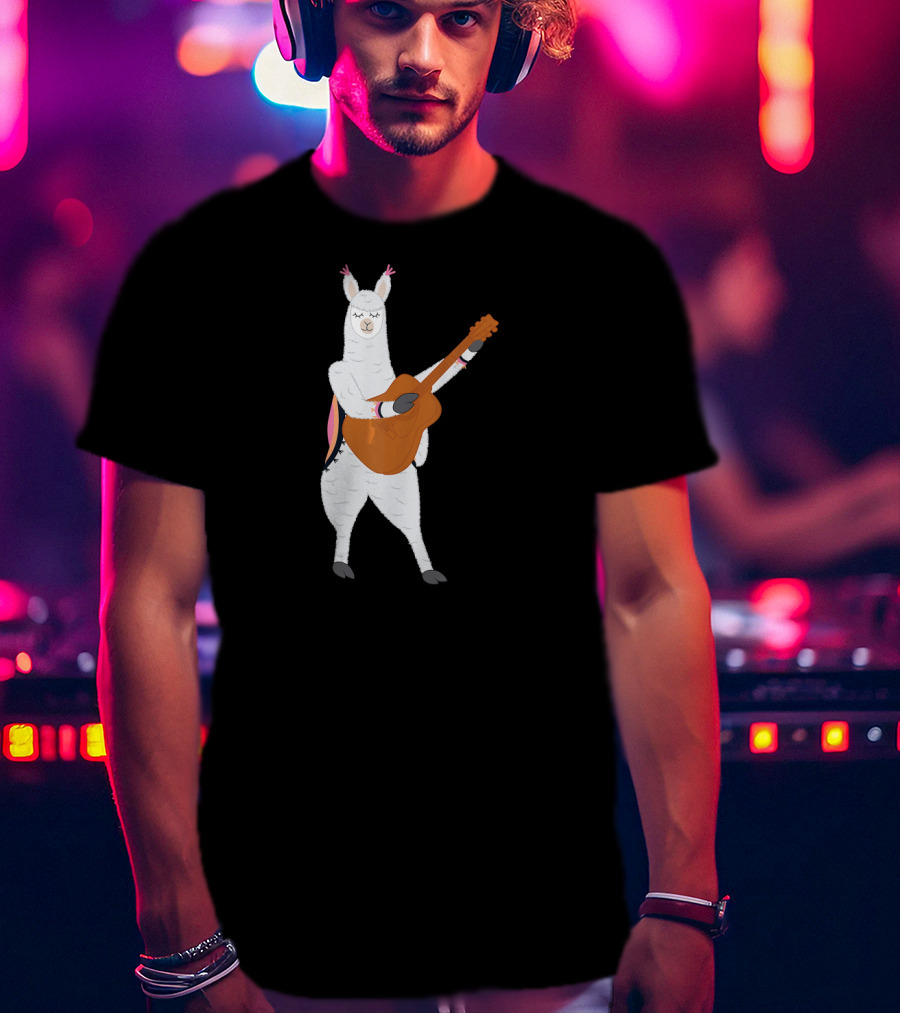 Alpaca Playing Classical Guitar Music With Llama T-Shirt