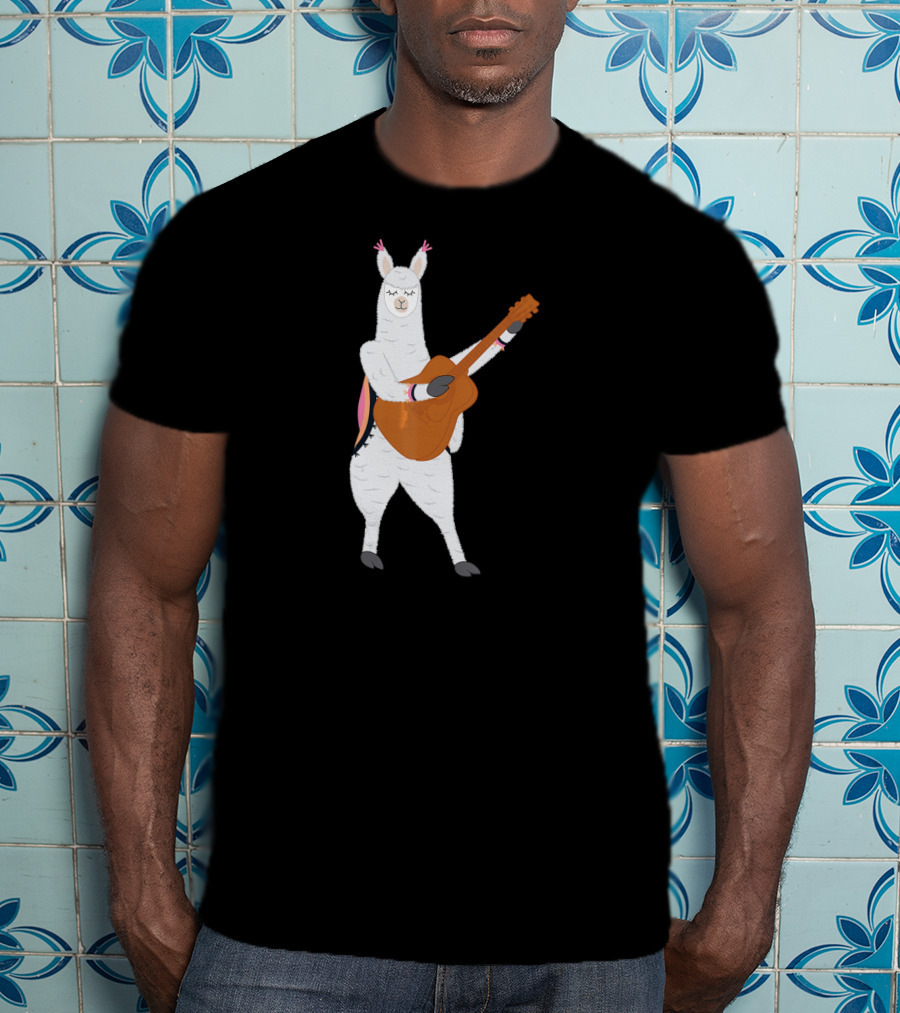 Alpaca Playing Classical Guitar Music With Llama T-Shirt