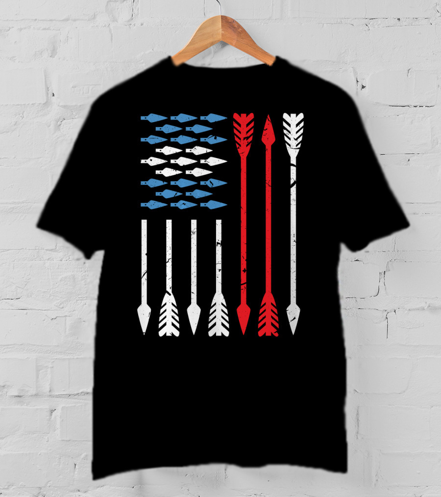 American Flag Arrow Archery Vintage Distressed Stars And Stripes Arrows T-Shirt
