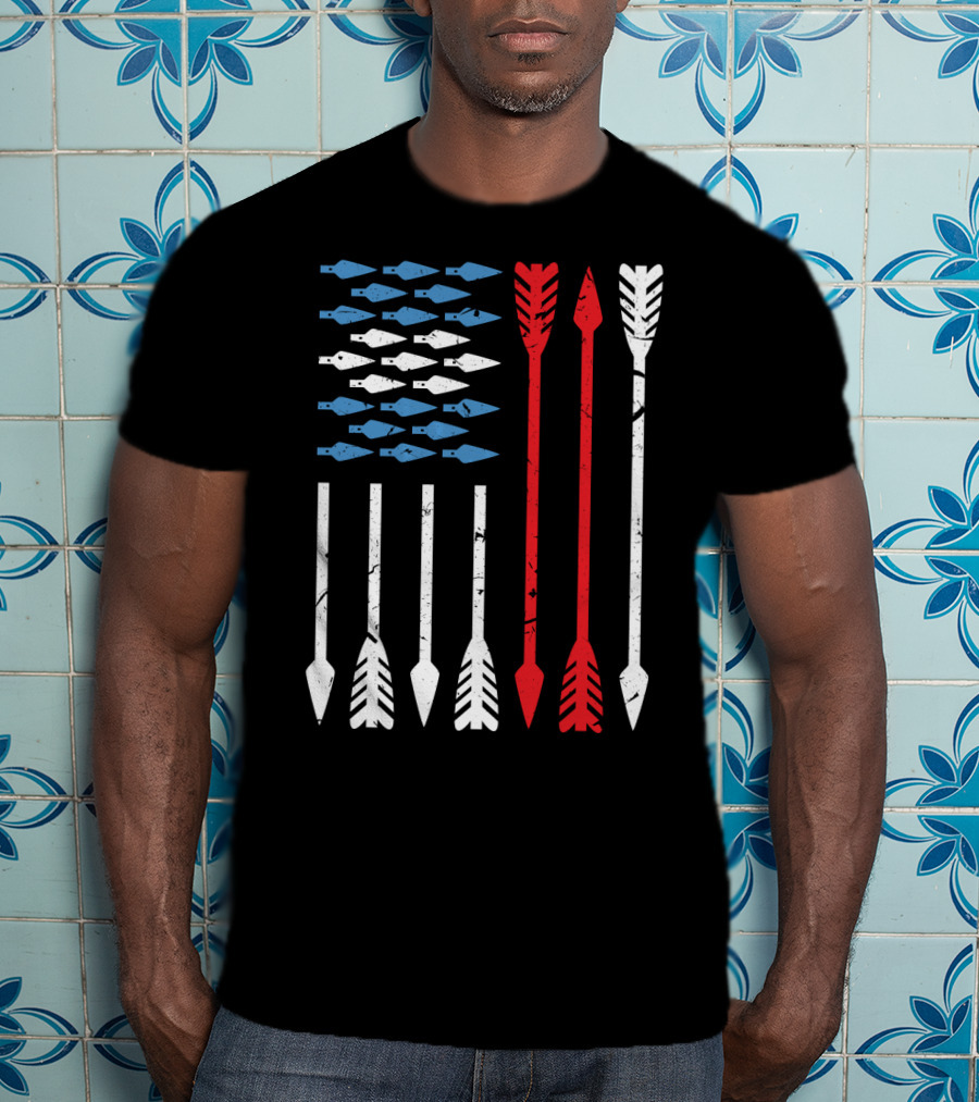 American Flag Arrow Archery Vintage Distressed Stars And Stripes Arrows T-Shirt