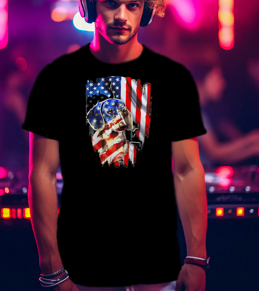 American Flag Dachshund USA T-Shirt