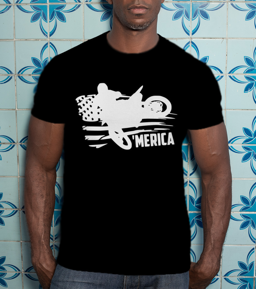 American Flag Dirt Bike 'Merica T-Shirt