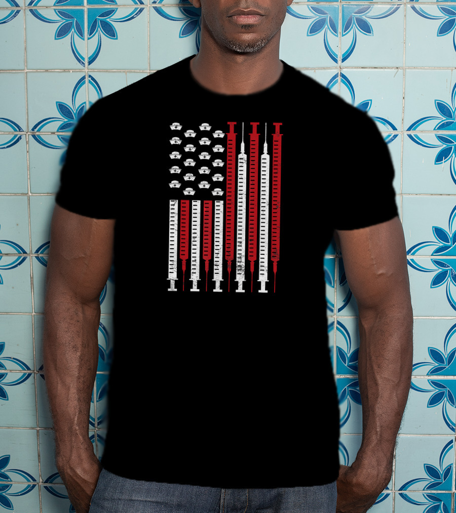 American Flag Syringe Nurse Patriotic T-Shirt