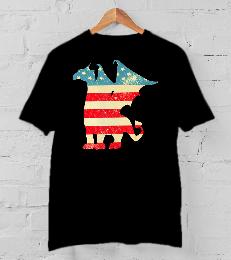 American Flag Vintage Dragon T-Shirt
