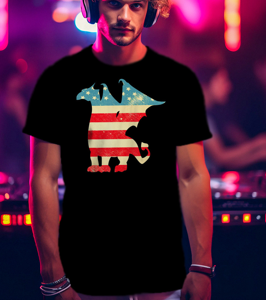 American Flag Vintage Dragon T-Shirt