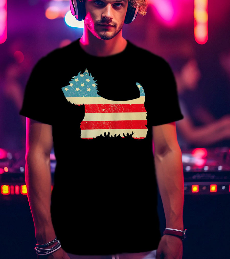 American Flag Vintage Westie T-Shirt