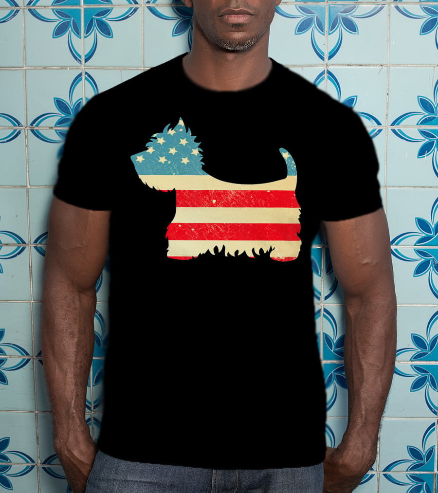 American Flag Vintage Westie T-Shirt