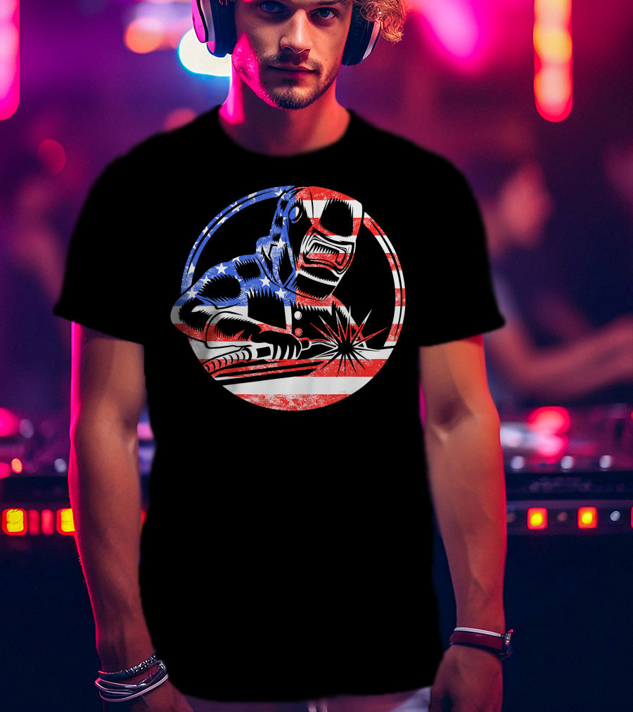 American Flag Welding USA Worker Welder T-Shirt